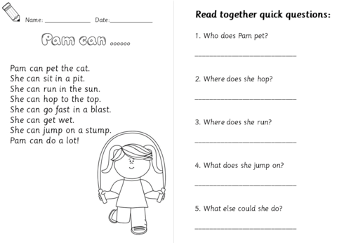 receptionyear 1 differentiated reading comprehension worksheets rwi