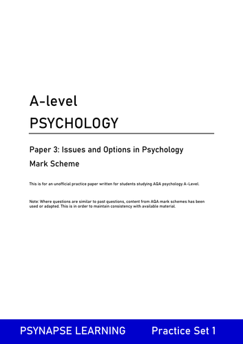 AQA Psychology Practice / Mock Paper 3