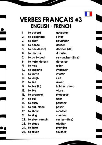 French Verbs List With English Meaning