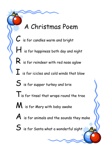 Acrostic Christmas Poem Writing Frames 