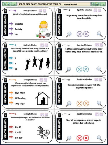 Mental Health Task cards | Teaching Resources