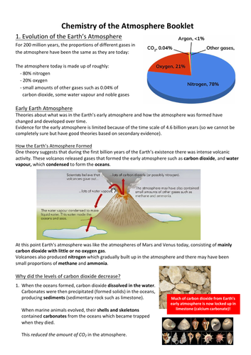 AQA GCSE Chemistry Topic 9: Chemistry of the Atmosphere Booklet of ...