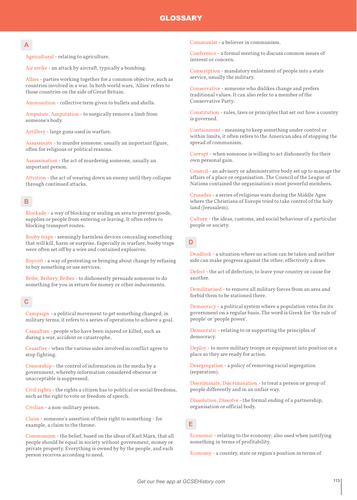 Glossary - Edexcel GCSE The USA, 1954–75: Conflict at Home and Abroad ...