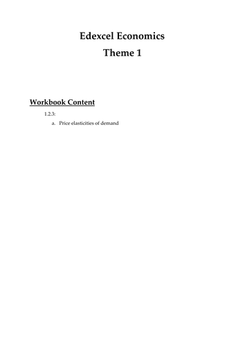 Edexcel Economics Theme 1: 1.2.3a. Price elasticities of demand