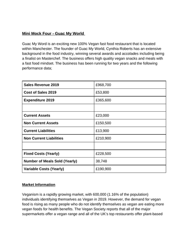 BTEC Level 3 Business Unit 7: Business Decision Making Mock Assessment (Guac My World)