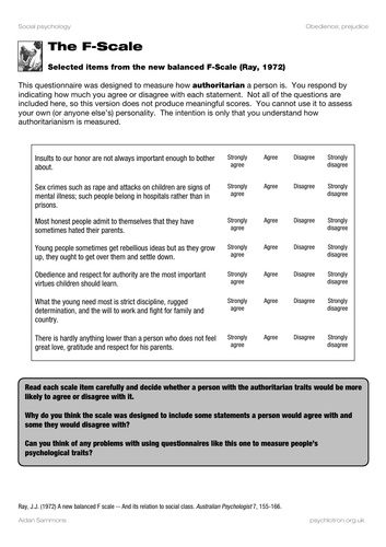 A-Level Psychology - DISPOSITIONAL EXPLANATIONS OF OBEDIENCE (THE F ...