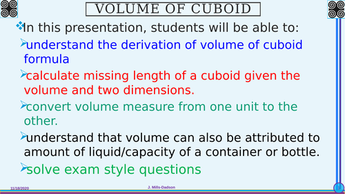 Volume of Cuboid (Definition, Formula, Derivation and Examples)