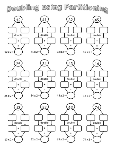 Halving Numbers Using Partitioning Worksheets