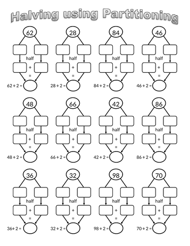 Halving Numbers Worksheet Year 3