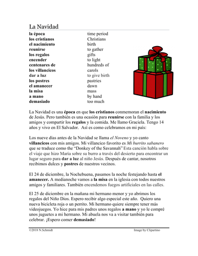 La Navidad Lectura: Christmas Holidays Spanish Reading
