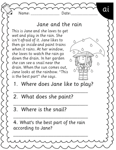 Year 1 / Year 2/ Year 3 RWI set 3 phonics reading comprehension - a_e ...