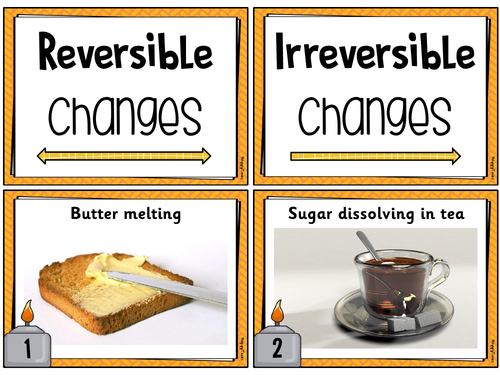 Reversible Irreversible Changes Card Sort | Teaching Resources