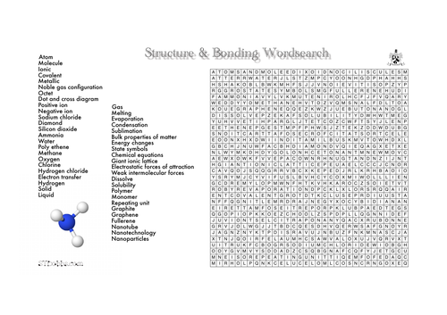 GCSE chemistry structure & bonding wordsearch