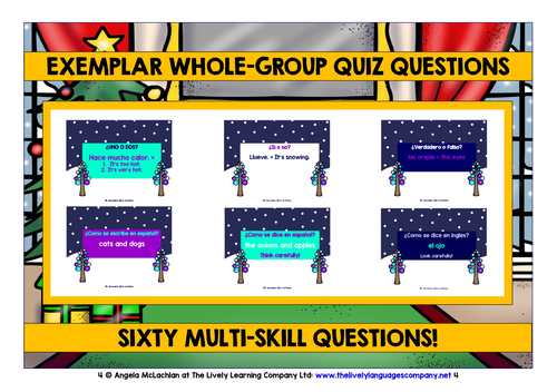 SPANISH VOCABULARY CHRISTMAS GAMES CARDS &amp; QUIZ #2 | Teaching Resources