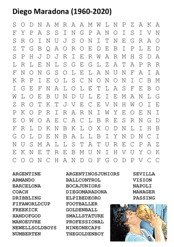 Diego Maradona Word Search