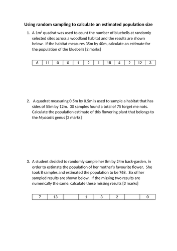 Estimating population size (AQA A-level Biology) | Teaching Resources