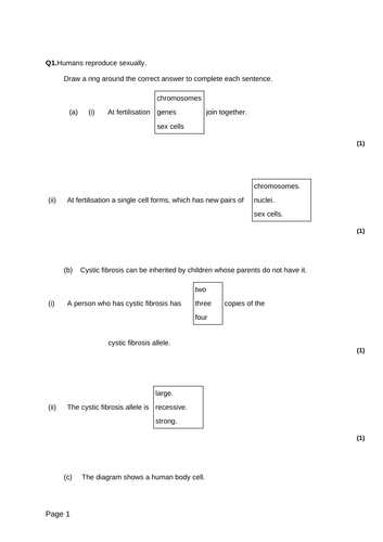 AQA GCSE Biology (9-1) B13.9 - Inherited disorders FULL LESSON