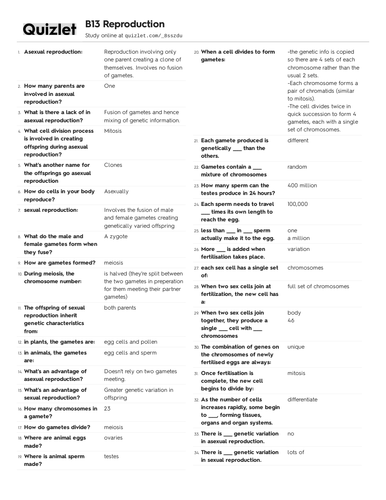 AQA GCSE Biology (9-1) B13 Reproduction - Revision Resources | Teaching ...