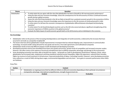 a level economics essay plans