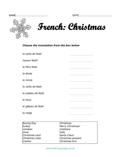 holiday homework in french