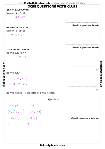 BIDMAS BODMAS - GCSE Exam Questions | Teaching Resources