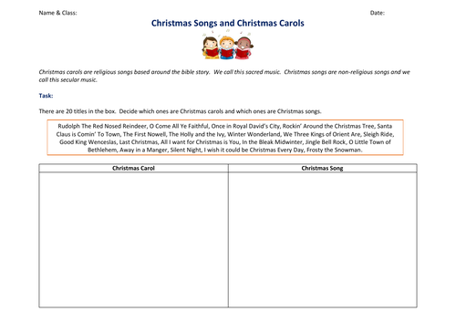 Fun Christmas musical activities - identifying songs and rhythm reading