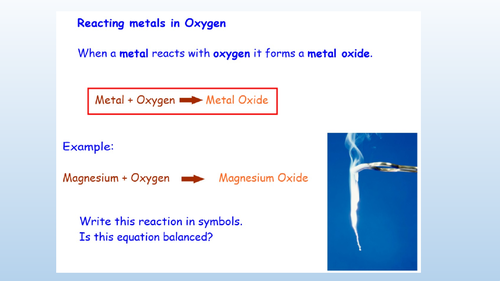 Reaction of deals metals with oxygen