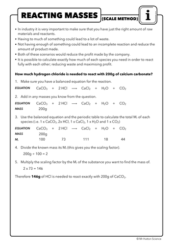 Calculating Reacting Masses - Scaling Method (GCSE & A Level ...