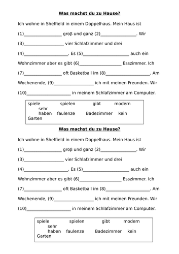 Y7 German Lesson 41 - House Activities