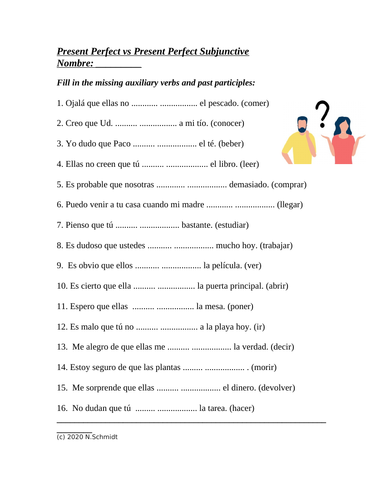 present-perfect-vs-present-perfect-subjunctive-spanish-worksheet