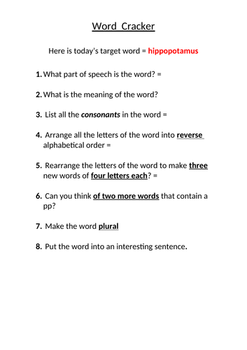 Word Cracker  Teaching Resources
