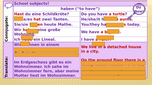 Y7 German Lesson 42 - Bedroom Furniture