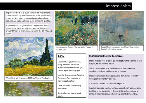 Impressionism Painting Worksheet