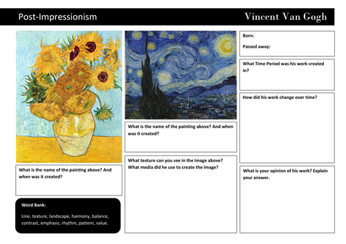 Van Gogh analysis sheet