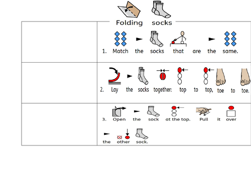 Folding and hanging clothes - Visual step by step 7 worksheets and 7 ...