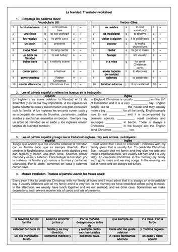 Spanish Christmas / Navidad Translation GCSE