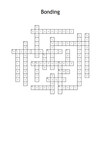 GCSE Chemistry crossword - Bonding