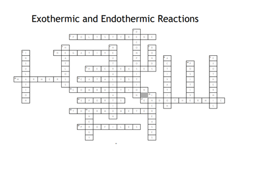 GCSE Crossword - Exothermic and Endothermic reactions