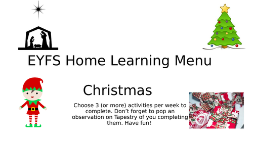 EYFS Christmas home learning topic project planning early years supply ...