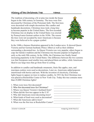 History of the Christmas Tree Reading | Teaching Resources