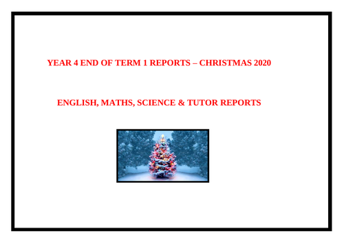 Year 4 End of Term 1 Christmas Reports