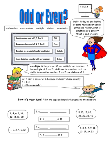 Numbers! Odd, Even, Multiples, Divisors and Remainders