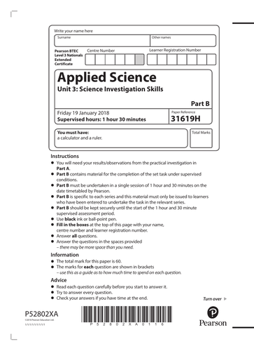 btec applied science level 3 unit 4 assignment b