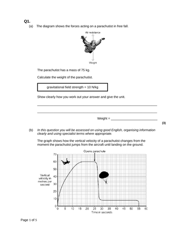 AQA GCSE Physics (9-1) P10.2 Weight and terminal velocity FULL LESSON