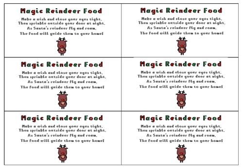 Reindeer Food Labels | Teaching Resources