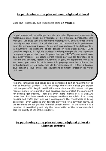 Patrimoine - translation into French