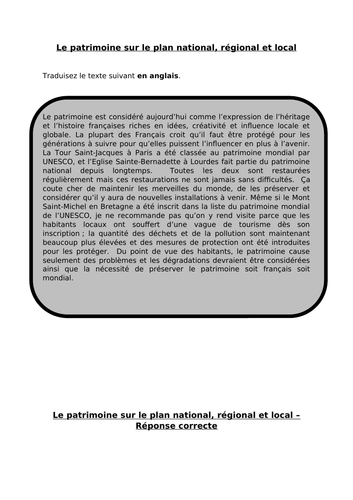 Patrimoine - translation into English