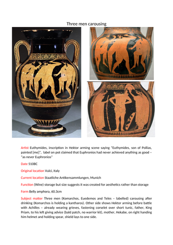 OCR Classical Civilisation A level Greek Art pottery profiles (H408/24