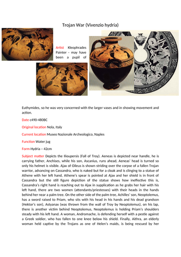 OCR Classical Civilisation A level Greek Art pottery profiles (H408/24