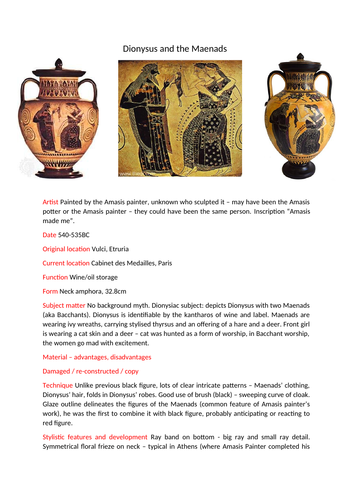 OCR Classical Civilisation A level Greek Art pottery profiles (H408/24